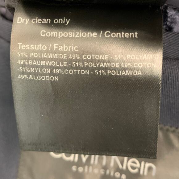 CALVIN KLEIN COLLECTION Size 40 Navy Cotton Blend Coat - Picture 7 of 9